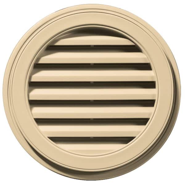 Builders Edge 22 in. x 22 in. Round Brown/Tan Plastic UV Resistant Gable Louver Vent