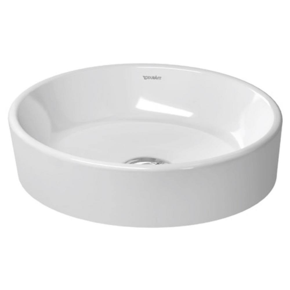 Modern White Ceramic Circular Above-Counter Bathroom Sink