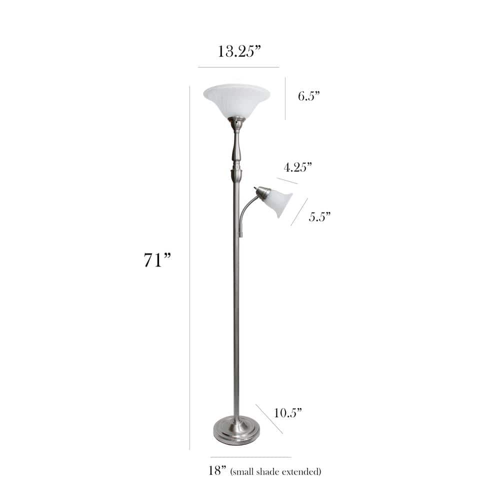 71" Antique Brass 2-Light Mother Daughter Floor Lamp
