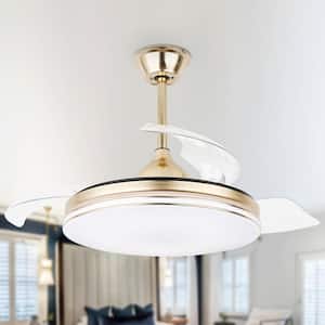 Cotta 42in. LED Indoor Invisble French Gold 6-Speed Retractable Ceiling Fan with Light,Color Changing,Remote Control