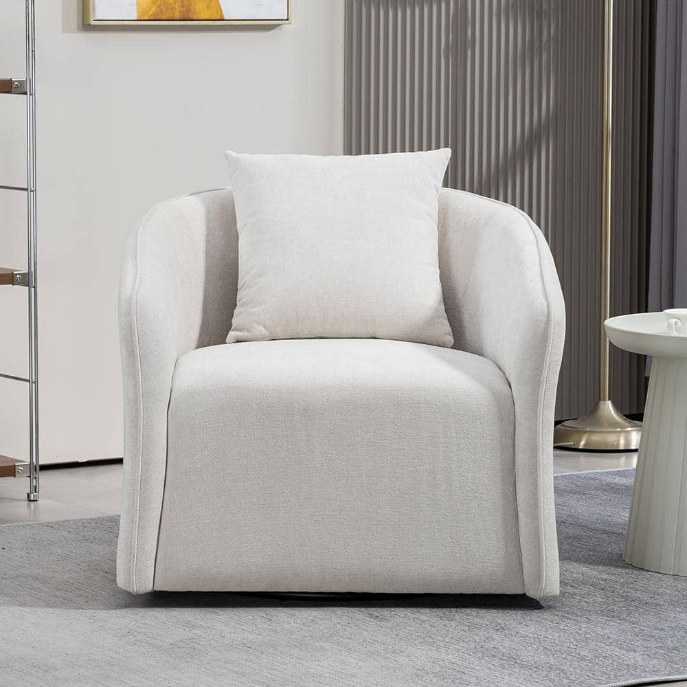 YOFE Mid-Century Modern 360 ° Swivel White Velvet Upholstered Living ...