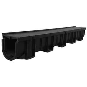 Deep Series Invisible Edge 39.4 in. L x 5.4 in. W x 5.4 in. H Black Trench and Channel Drain Kit