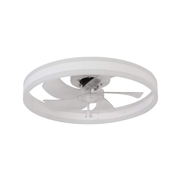 Jushua 21 in. Indoor White Ceiling Fan with Lights Dimmable LED