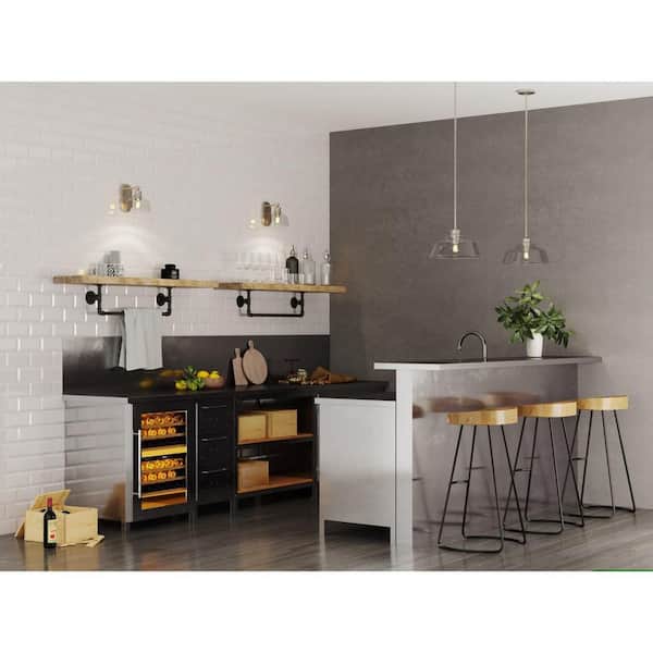Singleton Collection 14 in. 1-Light Brushed Nickel Medium Pendant Light with Clear Glass Shade