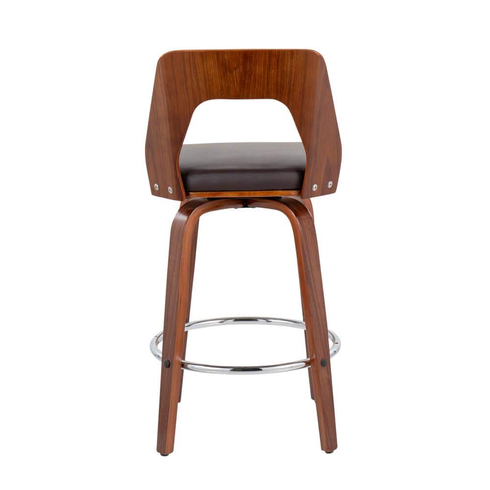 Mid-Century Modern Bentwood Swivel Chair in Plush Brown Leather