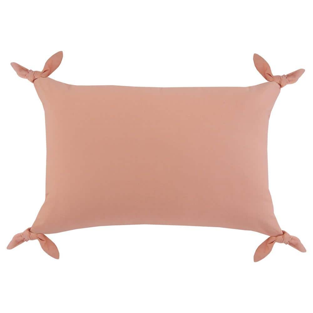 Get Knotty Pink Solid Corner Tie Soft Poly-Fill 24 in. x 16 in. Lumbar Indo