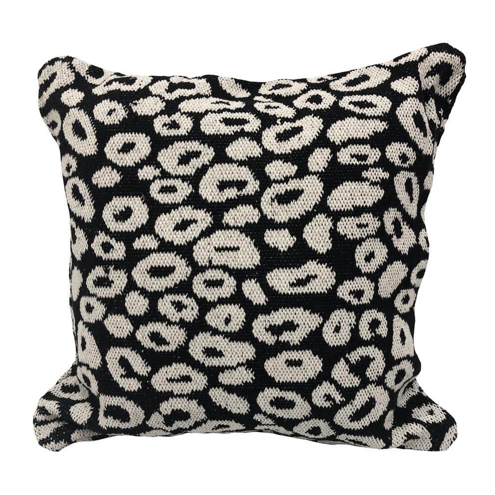 LR Home Glam Black and White Leopard Print Soft Poly-Fill 24 in. x 24 in. Throw  Pillow PILLO05261BKT2020 - The Home Depot