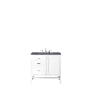Addison 36 in. W x 23.5 in. D x 35.5 in. H Bathroom Vanity in Glossy White with Charcoal Soapstone Quartz Top