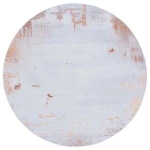 Tacoma Gray/Rust 6 ft. x 6 ft. Machine Washable Abstract Distressed Round Area Rug