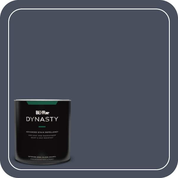 BEHR DYNASTY 1 qt. #S510-7 Dark Denim One-Coat Hide Semi-Gloss Enamel Interior Stain-Blocking Paint and Primer