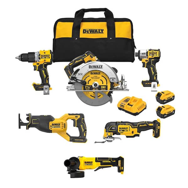 20V Lithium-Ion Cordless 5-Tool Combo Kit with (2) 5.0 Ah Battery Packs, 3. 0Ah Battery and Charger