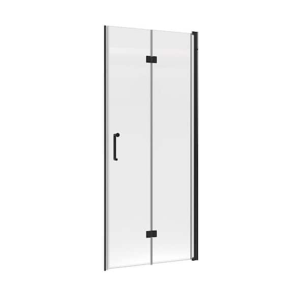 32 in. W x 72 in. H Bi-Fold Frameless Shower Door in Matte Black with Clear Glass