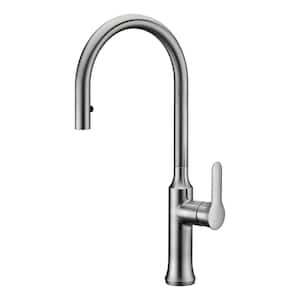 Cresent Single-Handle Pull-Down Sprayer Kitchen Faucet in Brushed Nickel