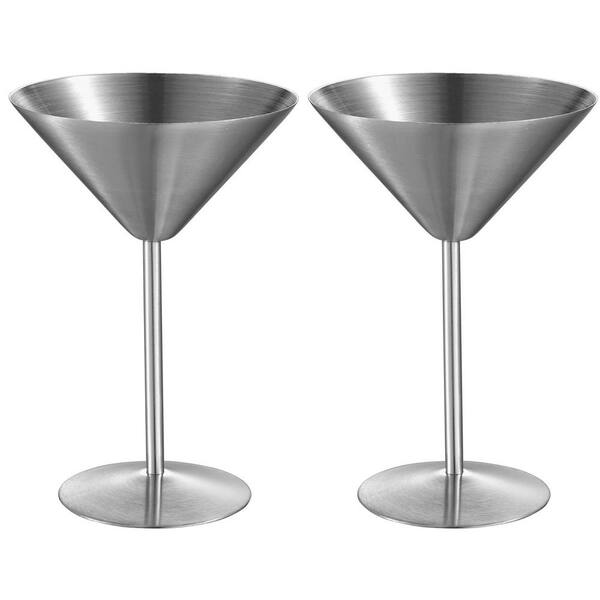 Visol Charlotte 8 oz. Stainless Steel Martini Glass (Set of 2)