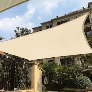 12 ft. x 12 ft. 185 GSM Beige Square UV Block Sun Shade Sail for Yard and Swimming Pool etc.
