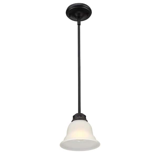 Avex 1-Light Dark Bronze Pendant Light with Frosted Glass Shade，No Bulbs Included