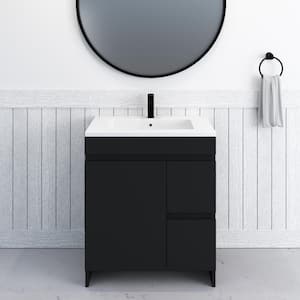 Mace 30 in. W x 20 D Single Sink Bathroom Vanity Right Side-Drawers in Matte Black with Acrylic Integrated Countertop