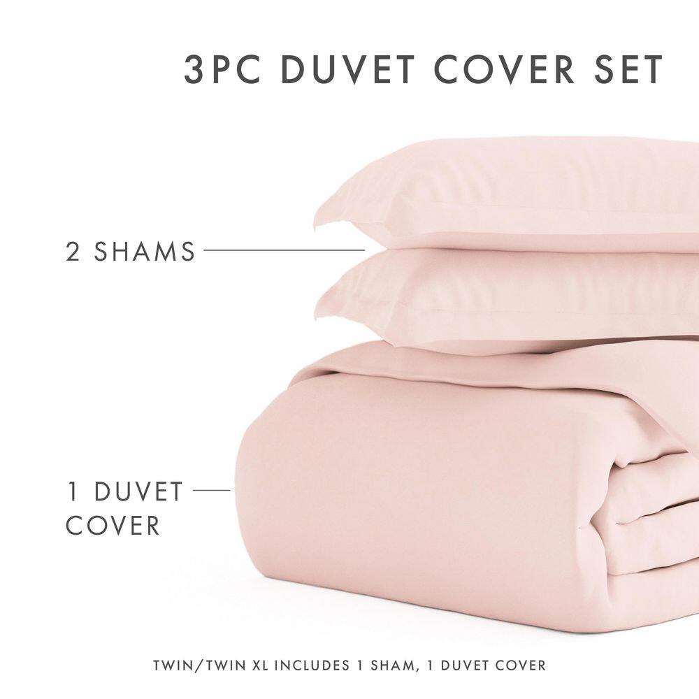 Blush Microfiber King/California King 3-Piece Duvet Cover Set