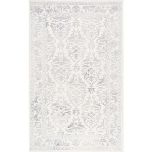 Krause Faded Floral Gray 8 ft. x 10 ft. Area Rug