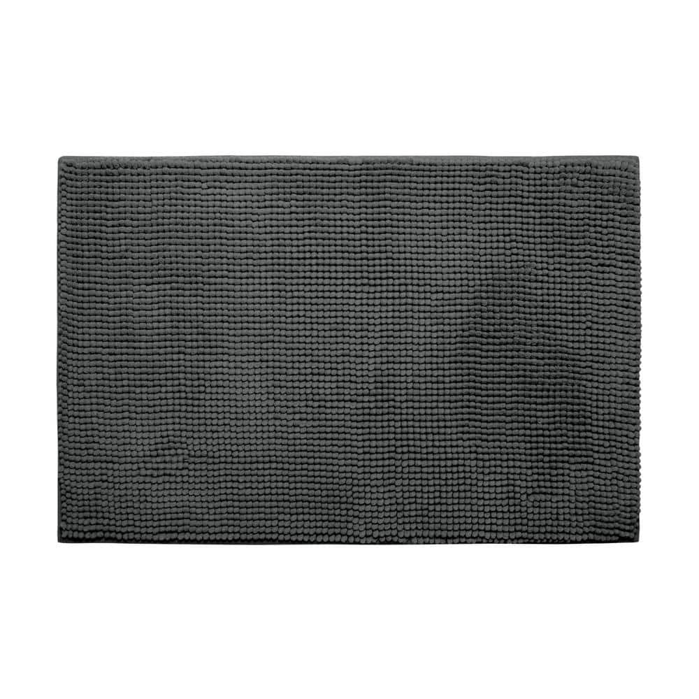 Plush Chenille Dark Gray 17 in. x 24 in. Memory Foam Bath Mat