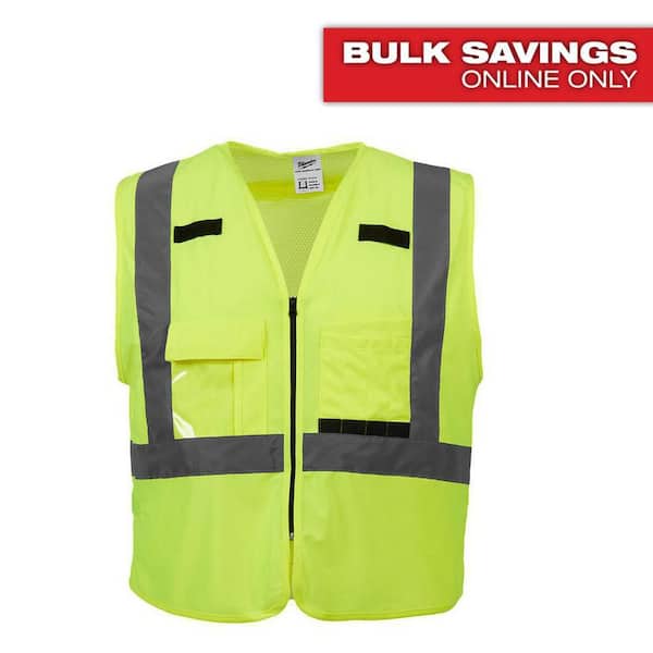 Milwaukee 2X-Large /3X-Large Yellow Class 2-High Visibility Safety Vest with 10 Pockets