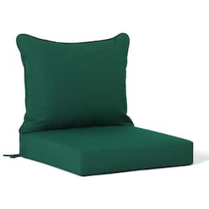 FadingFree 2-Piece Outdoor Patio Deep Seating Lounge Chair Seat Cushion and Back Pillow Set, Green