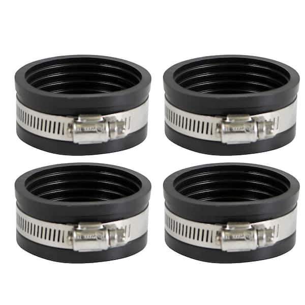 The Plumber's Choice 2 in. PVC Flexible Pipe Cap with Stainless Steel Clamps (Pack of 4)