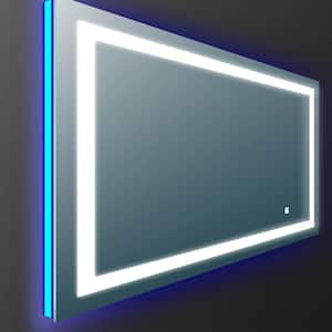 Deco 47 in. W x 28 in. H LED Wall Mounted Vanity Bathroom LED Mirror in Aluminum