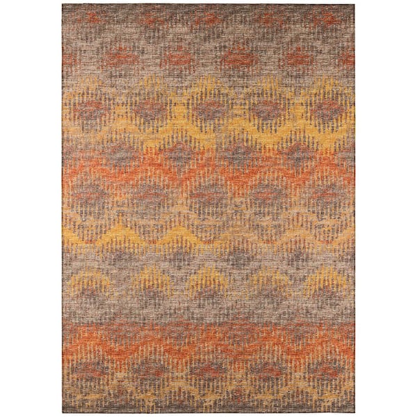 Addison Rugs Bravado Orange 5 ft. x 7 ft. 6 in. Geometric Indoor/Outdoor Washable Area Rug