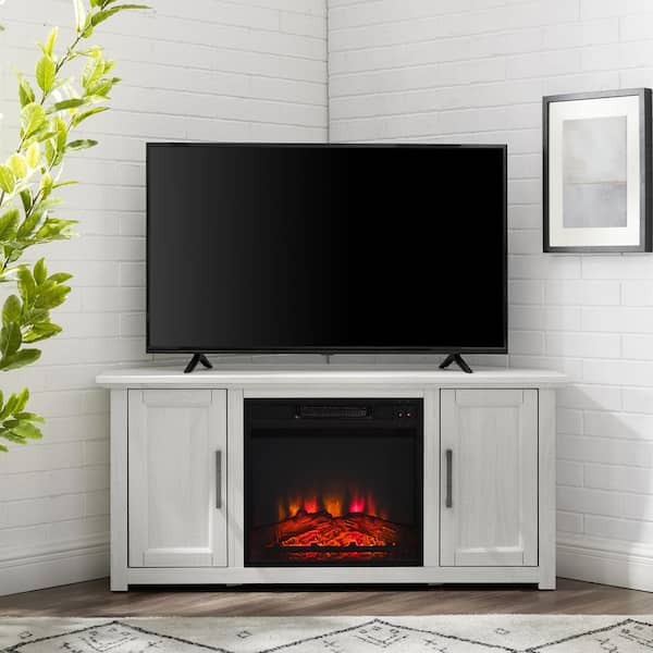 Crosley Furniture Camden Whitewash 48 In Corner Tv Stand With Fireplace Fits 50 Cable Management Kf100648ww The Home Depot Crosley Camden Whitewash 48 Inch Corner Tv Stand With Fireplace, Corner Tv Stand With Fireplace White
