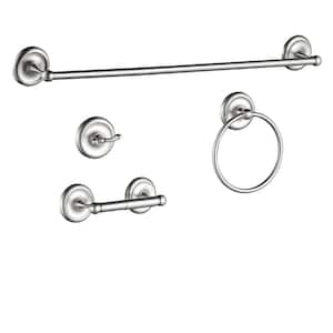 4-Piece Bath Hardware Set with Included Mounting Hardware in Brushed Nickel