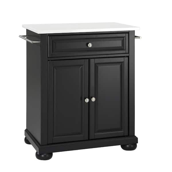 CROSLEY FURNITURE Alexandria Black Portable Kitchen Island with Granite Top