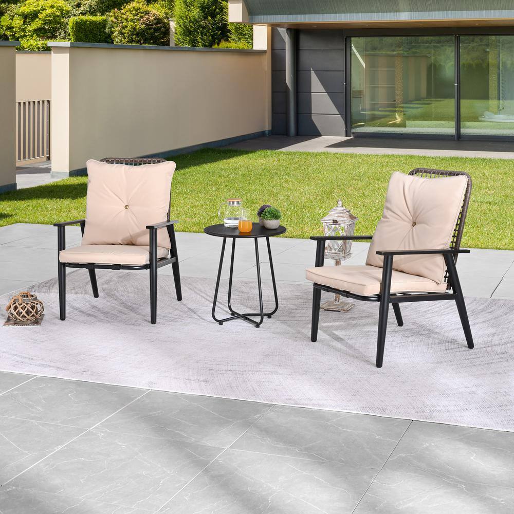 3 of Pieces Metal Patio Conversation Set with Khaki Cushions price history on PriceWatchPro