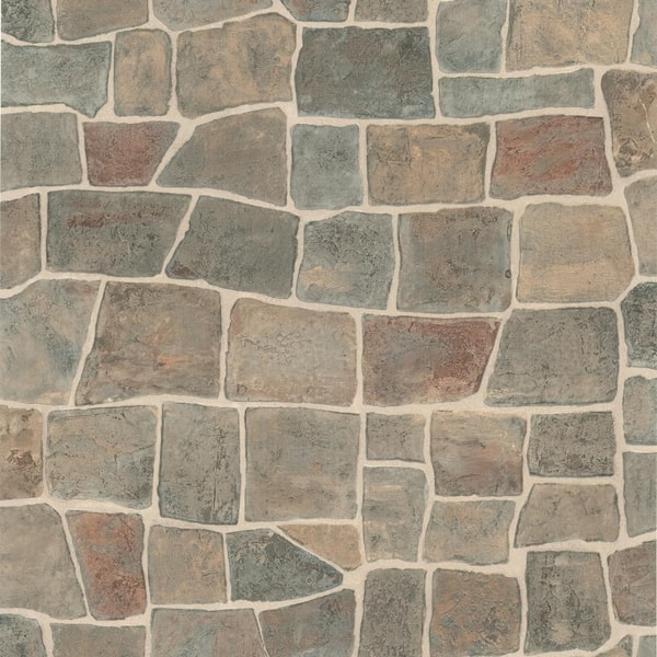 Brewster Flagstone Grey Slate Path Grey Wallpaper Sample