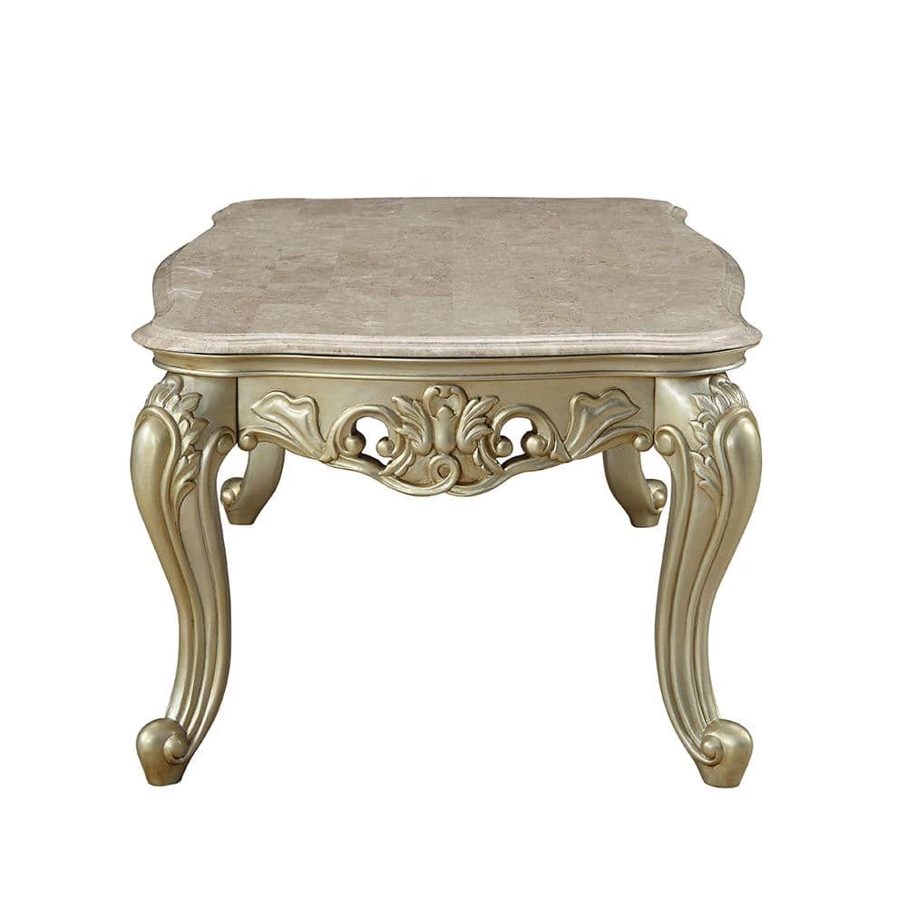 Gorsedd Rectangular Marble Top Antique White Coffee Table