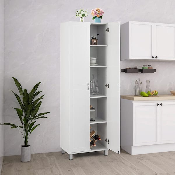 Gymax 2-Door Tall Storage Cabinet Kitchen Pantry Cupboard