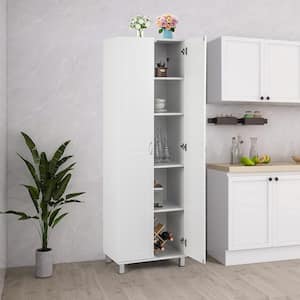 2-Door Tall Storage Cabinet Kitchen Pantry Cupboard Organizer Furniture White