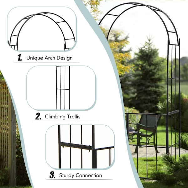 Costway 90.5 in. x 43.5 in. Metal Garden Arch Arbor Trellis