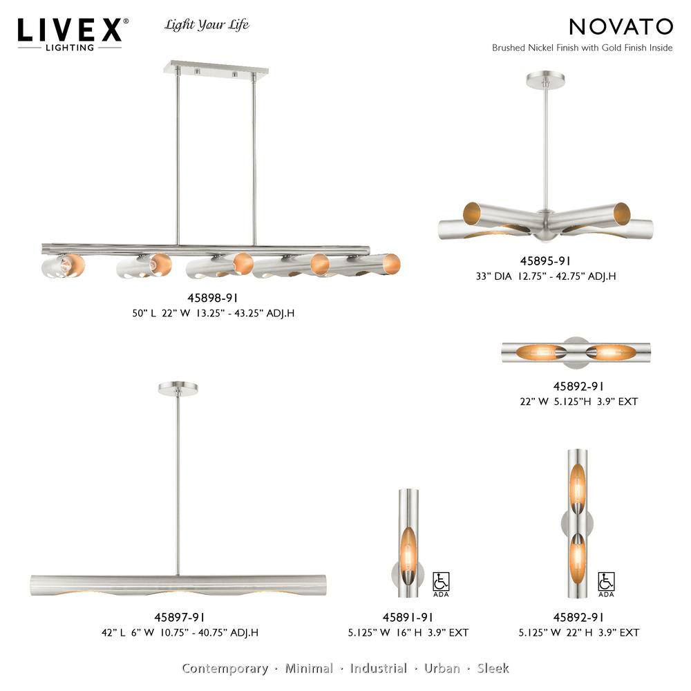 Novato Minimalist Brushed Nickel 2-Light Dimmable Sconce