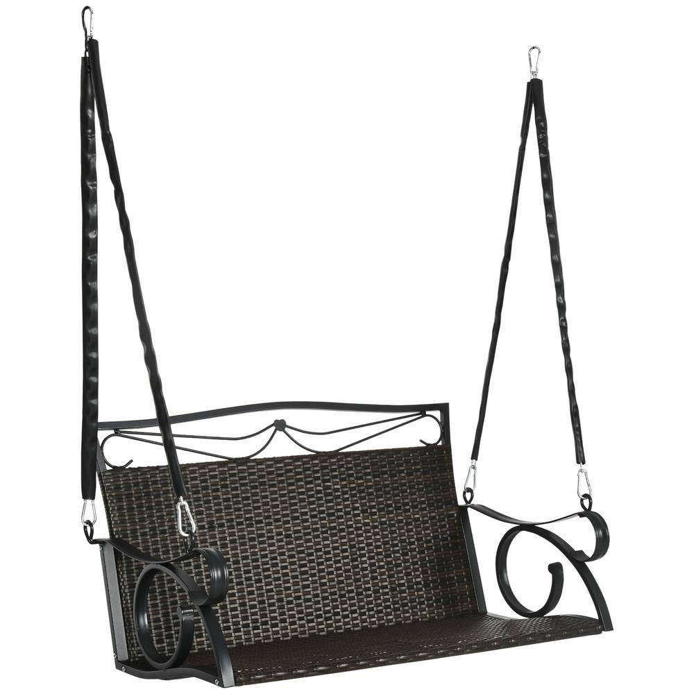 Outsunny 2Person Wicker Porch Swing with Steel Chains 867143V00MB