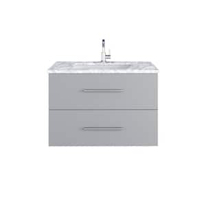 Napa 36 W x 22 D x 21.75 H Single Sink Bath VanityWall Mounted in Gray with White Carrera Marble Countertop