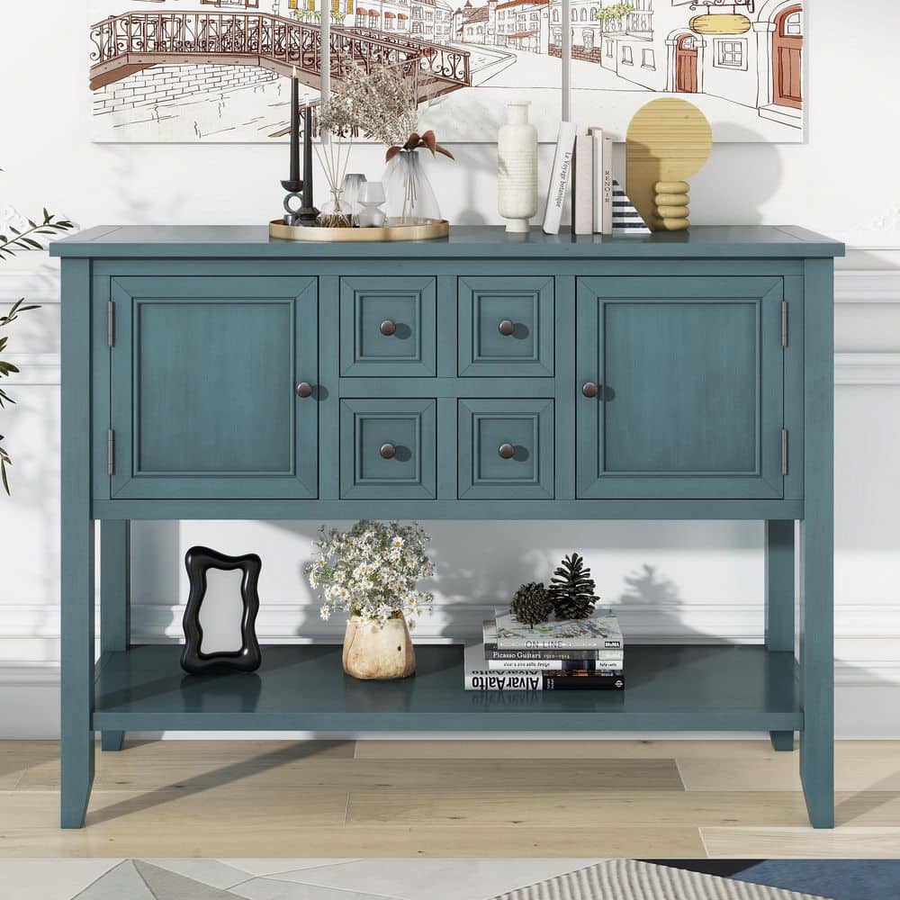 Harper & Bright Designs 44.5 in. L Dark Blue Rectangle Wood