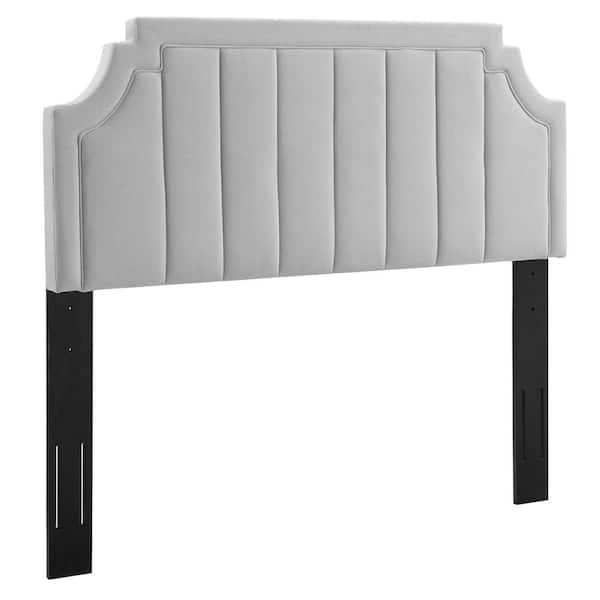 MODWAY Alyona Light Gray Channel Tufted Performance Velvet Full/Queen Headboard