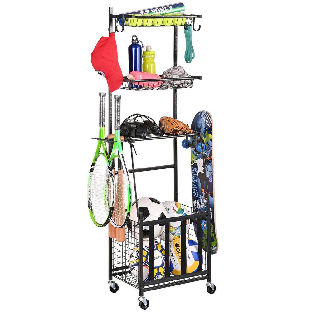 4-Tier Rolling Sports Storage Rack Sports Equipment Organizer price history on PriceWatchPro