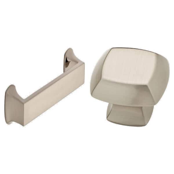 Mandara 5-1/16 in. (128 mm) Bar Pull and 1-1/4 in. (32 mm) Square Knob, Satin Nickel Finish Combo