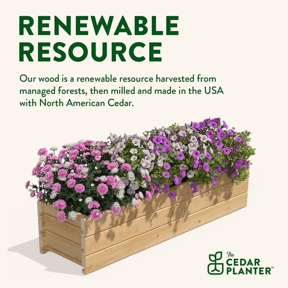 Extra Large Off-White Cedar Wood Outdoor Planter Box