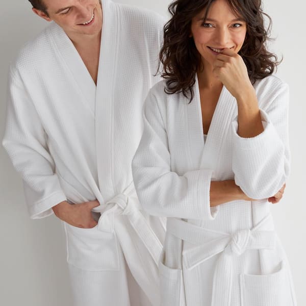 The Company Store Men's Small White Waffle Robe 67042-S-WHITE - The Home  Depot