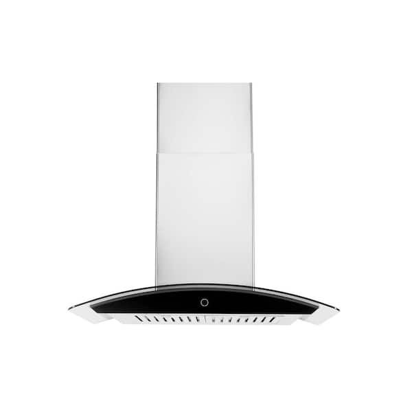 Stainless Steel Kitchen Range Hood Wall Mount 30 In Convertible Tempered Glass 