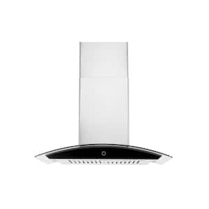 36 in. Convertible Wall Mount Range Hood with Tempered Glass Baffle Filters in Stainless Steel