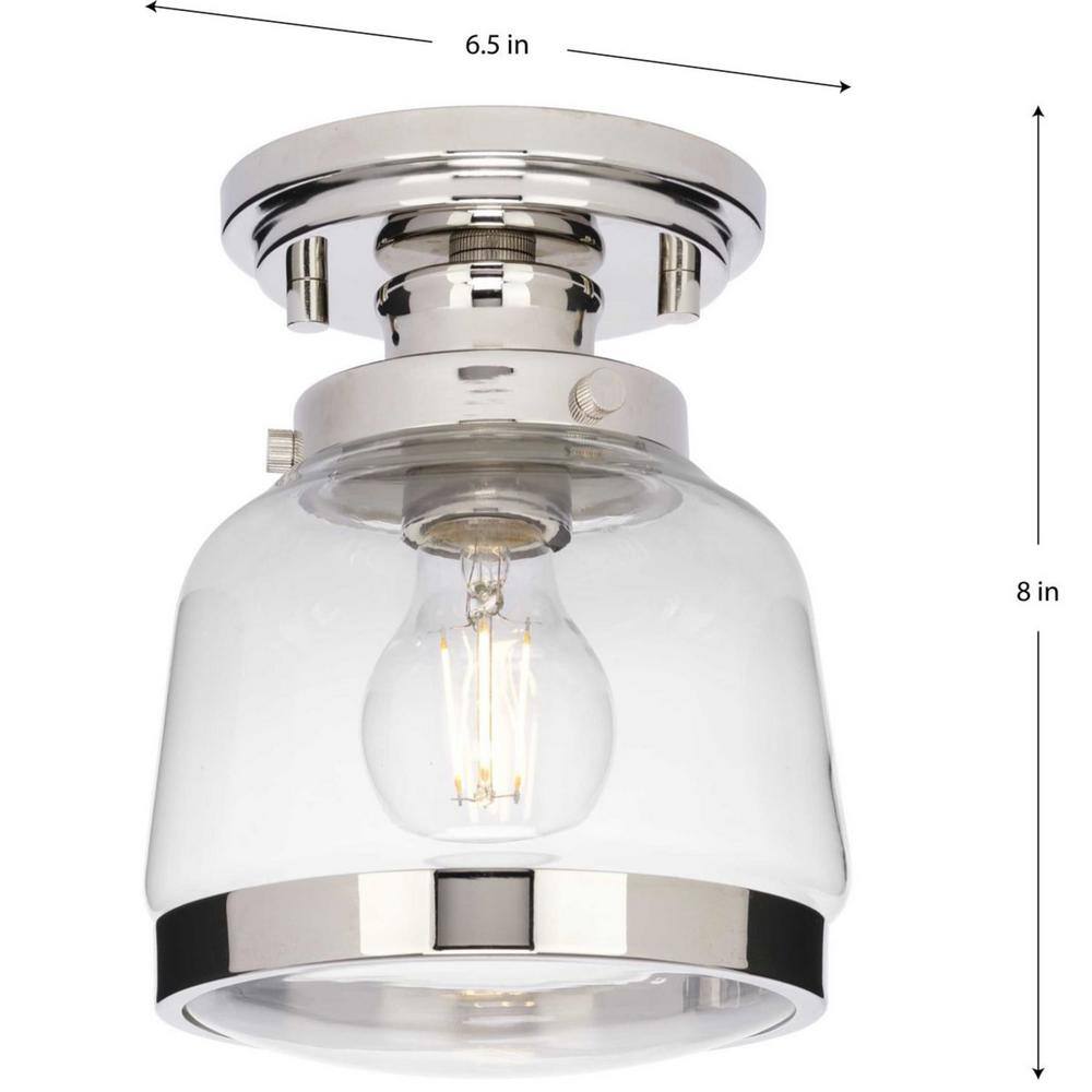 Judson Polished Nickel Glass Flush Mount Ceiling Light